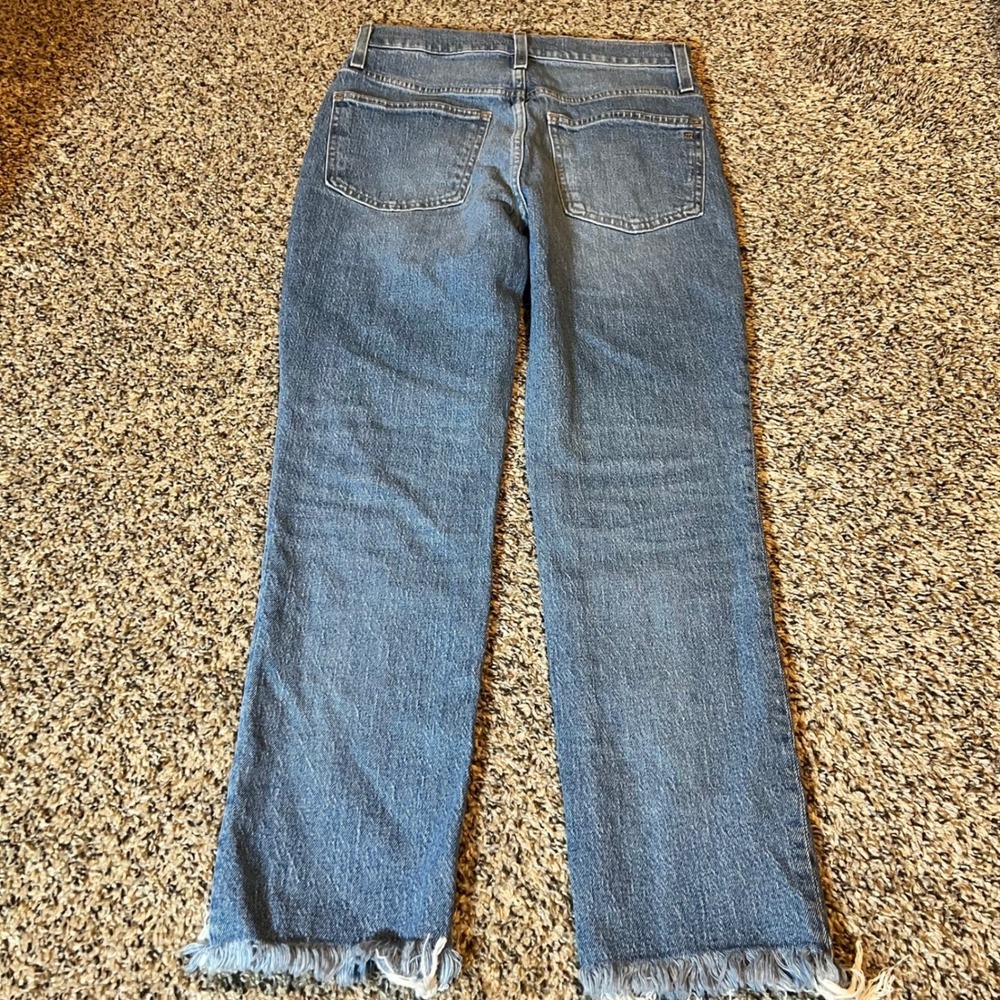 Madewell The Perfect Vintage Jean Distressed Frayed Hem Medium Wash Size 26P - Picture 7 of 8